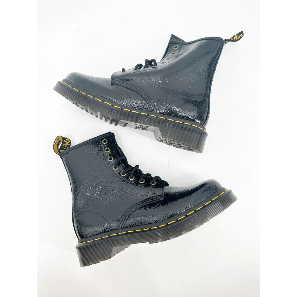 Dr.‎ Martens 1460 Boots 6 Black Distressed Patent Leather